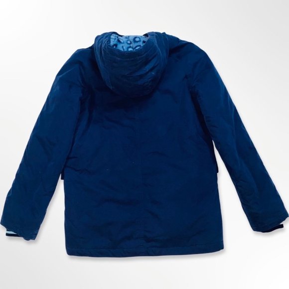 Boden Navy Cozy Parka Jacket with Cheatah Print Faux Fur Size 13-14 years - Picture 2 of 8